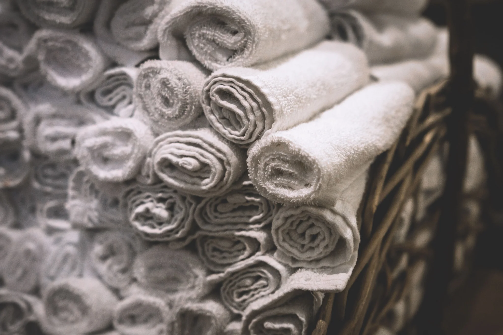 Fresh spa towels prepared for guests